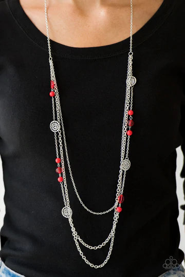 Pretty Pop-tastic! - Red - Necklace & Earrings